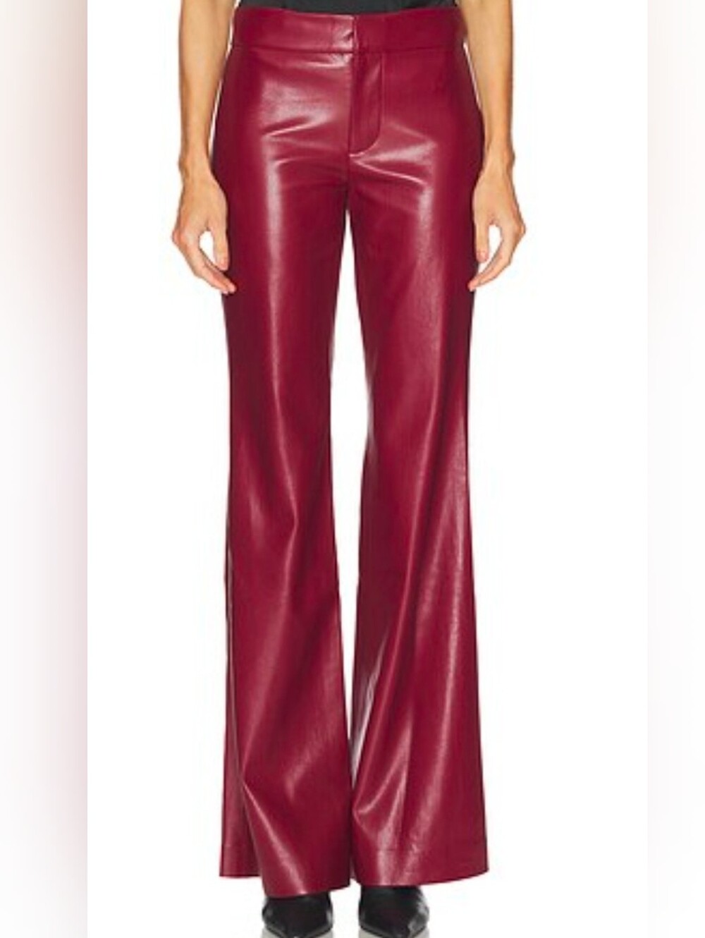 NWT Alice + Olivia Burgundy Faux Leather Flare Pants Sz 0